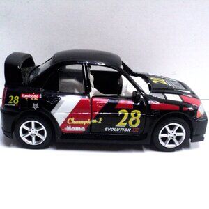 Mitsubishi Race Car 28 Evolution IV Champion-1 Kinsfun Toy w/ Decals Black 1:41